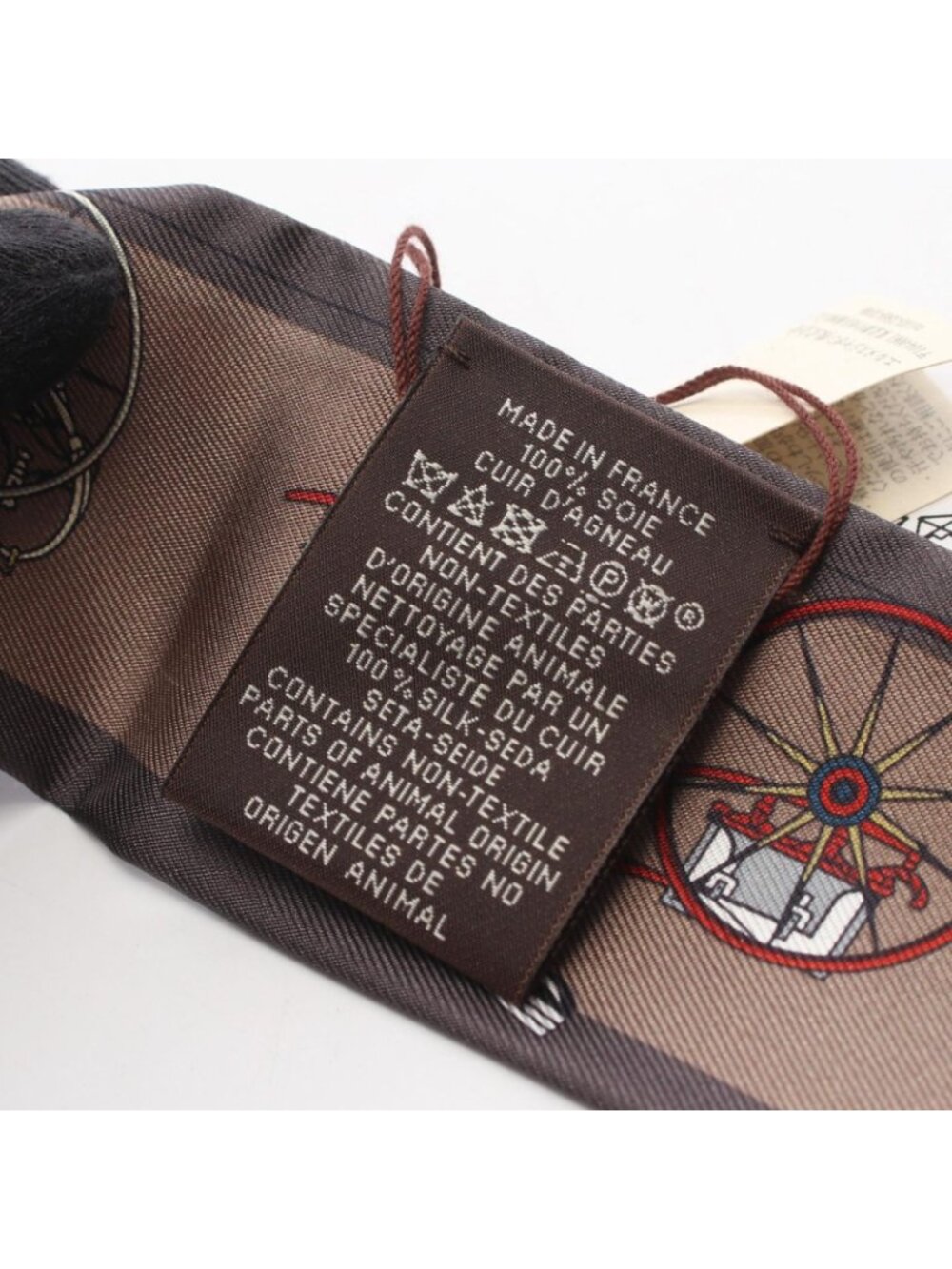 Hermes Scarf Twilly Fringe les Voitures Nouvelles Ribbon Silk Leather - Picture 5 of 5